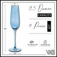 thumbnail image 6 of Vikko Champagne Flutes, 8.5 Ounce Toasting Champagne Flute, Blue with Gold Crystal Clear Champagne Glasses, 4 Elegant Sparkling Wine Glasses, 6 of 7