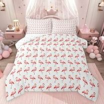 jejeloiu Cute Flamingo Bedding Comforter Set,Tropical Animal Twin Comforter Sets,White Pink Bedding Set For Boys Girls,Luxury Bedroom Decor Reversible,2-Piece