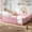 Pink, variant on Leumius Full Floor Bed with Full-Length Guardrails, Kids Montessori Floor Bed with Beside Book Shelf for Boys Girls Pink