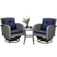 thumbnail image 4 of 3-piece Patio Furniture Set on sale, Outdoor Patio Wicker Swivel Rocking Chair Set, Cushioned Porch Furniture for Balcony Backyard Deck, Dark Blue, 4 of 9