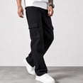 thumbnail image 4 of GrmtClth Men Loose Cargo Jeans, Male Denim Trousers, Wide Leg Multi Pocket Casual Pants, Breathable Daily Streetwear, Relax Fit Outdoor Fashion Bottoms Black L, 4 of 5