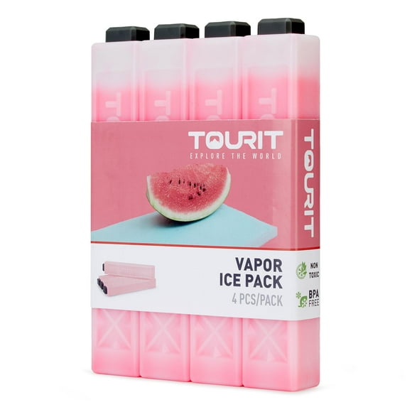 Paquetes de hielo TOURIT Vapor, 4 unidades, reutilizables, de larga duración, color rojo