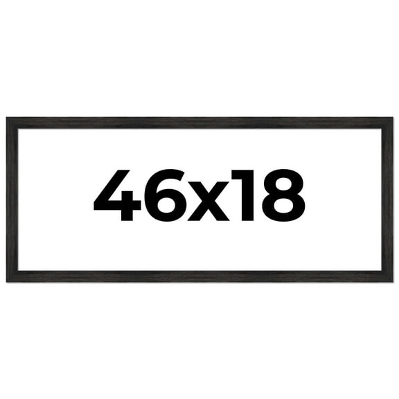 46x18 Frame Black Rustic Barnwood Solid Wood Picture Frame | 1.5 Inch Moulding Width | Includes UV