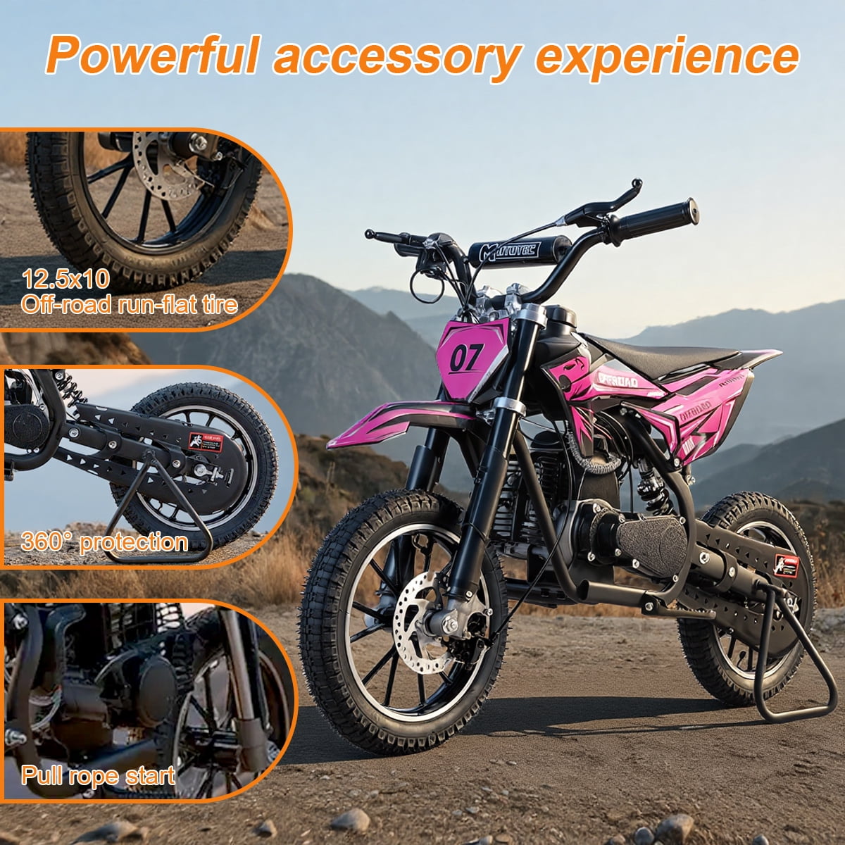 SAY YEAH Dirt Bike,50CC Mini Dirt Bike for Kids 8-13,Max Speed 25MPH,Support Up to 180lbs,Pull Start