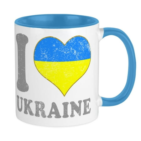 

CafePress - I Love Ukraine Native Ukrainian Flag Mugs - Ceramic Coffee Tea Novelty Mug Cup 11 oz