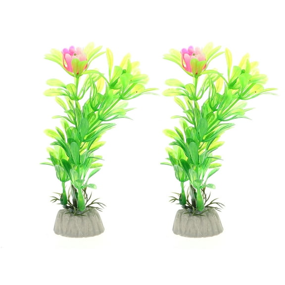 Unique Bargains 2 Pcs Aquarium Plant Decorations Artificial Aquatic Plant Tree Green