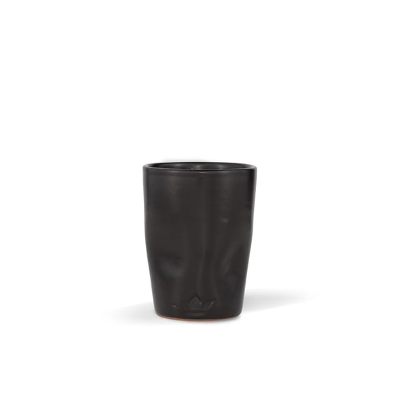 BIDK Home Dented Ceramic Coffee Mug - 4.75" - Matte Black - Set of 4