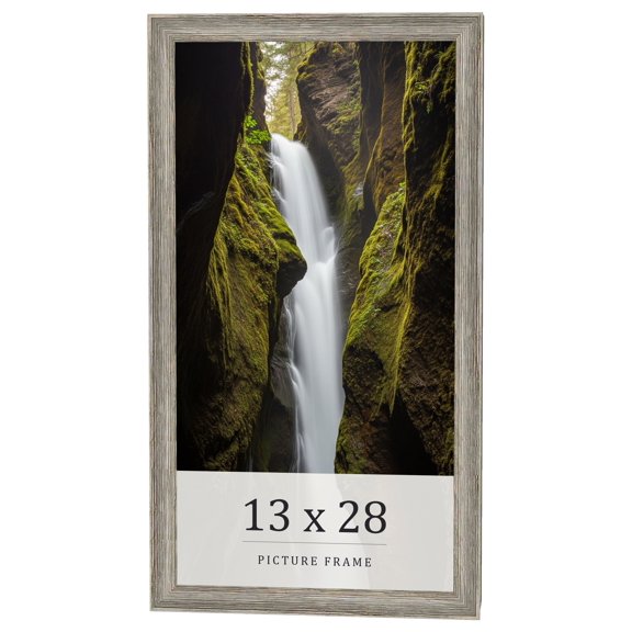 13x28 Frame Grey Solid Wood Picture Frame Width 1 Inches | Interior Frame Depth 0.5 Inches |