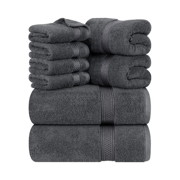 8-piece bath towel set, 100% cotton, highly absorbent, soft pure cotton bathroom towels.