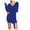 Blue-01, variant on Womens V Neck Wrap Ribbed Knitted Dresses Fall Winter Solid Color Cutout Back Long Sleeve Tie Waist Sexy Mini Bodycon Dress Black01 M