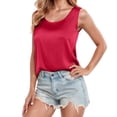 thumbnail image 1 of Women's Pure Color Silk Strap Tank Top With Round Neck, 1 of 4
