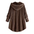 thumbnail image 2 of Womens Winter Jacket Plus Size Button Plush Tops Hooded Loose Cardigan Wool Coat Jacket Pink XXXXXL, 2 of 6