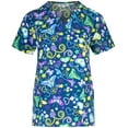 thumbnail image 2 of Minty Mint, Women's, Microfiber Printed Medical Scrub Set V-Neck Top and Pants, Navy, M, 2 of 3