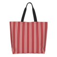 thumbnail image 1 of Balery Stripes Red White Bolsa Tote Estilo Estético con Cremalleras, Bolsa de Hombro, Bolsa de Compras Grande y Plegable, 1 of 8