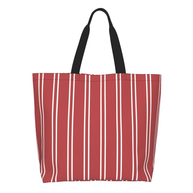 Balery Stripes Red White Bolsa Tote Estilo Estético con Cremalleras, Bolsa de Hombro, Bolsa de Compras Grande y Plegable