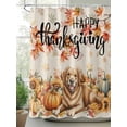 thumbnail image 2 of Fall Shower Curtain Pumpkin Puppy Shower Curtains for Bathroom Thanksgiving Decor, Waterproof Polyester Shower Curtain Set with Hooks, Stall Long 36" x 72" Maple Leaves Sunflower Retro, 2 of 6