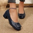 thumbnail image 6 of Women's Square Buckle Block Heel Pumps, Trendy Solid Color Soft Leather Slip On Shoes, Comfortable Cushioned Sole Work Shoes, Plus Size Available for Wide Feet, Fashionable Casual Dress Heels, 6 of 10