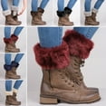 thumbnail image 5 of harmtty Winter Women Warm Faux Fur Crochet Knitted Leg Warmers Short Boot Socks Cuffs,Black, 5 of 7
