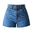 thumbnail image 4 of Gsakboxl Womens Shorts Women High Waist Solid Color Stretch Denim Shorts Classic 5 Pocket Casual Jean Hot Pants Blue, 4 of 10