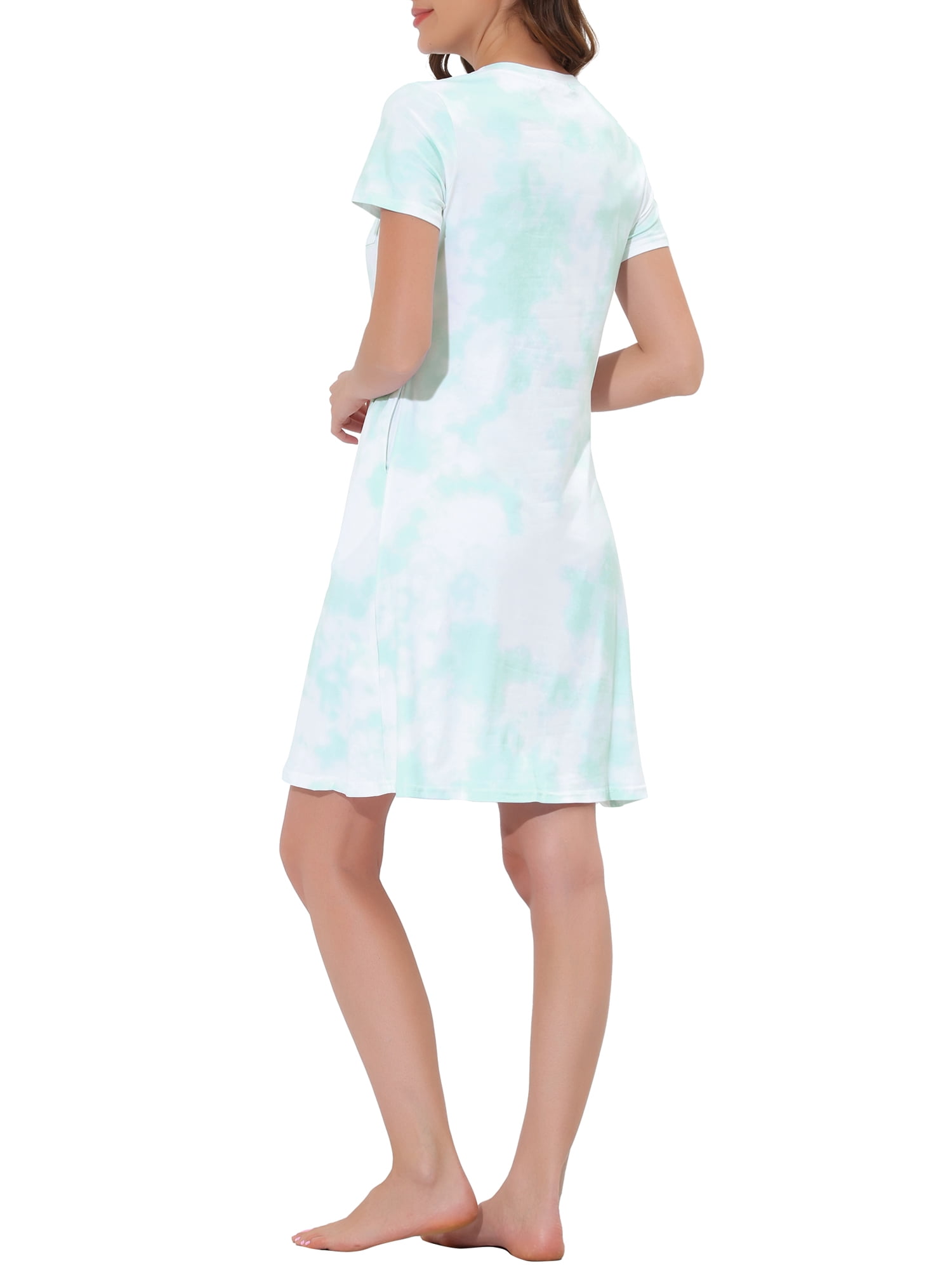 Unique Bargains Women's Pajama Dress Sleepwear with Pockets Nightshirt Lounge Nightgown