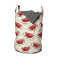 thumbnail image 1 of Fruits Laundry Bag, Watercolor Fresh Watermelons Yummy Summer Food Harvest Paintbrush Display, Basket with Handles Drawstring Closure for Laundromats, 13" x 19", Cream Red Jade Green, by Ambesonne, 1 of 4