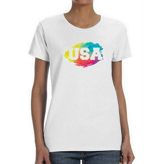 Usa Colorful Shaped T-Shirt Women -Smartprints Designs, Female Medium