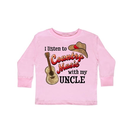 

Inktastic I Listen to Country Music with my Uncle with Guitar and Hat Gift Toddler Boy or Toddler Girl Long Sleeve T-Shirt