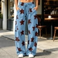 thumbnail image 6 of Levmjia Women's Star Print Wide Leg Pants High Waisted Casual Loose Fit Pants with Pockets Drawstring Elastic Waist Sweatpants for Women, 6 of 9