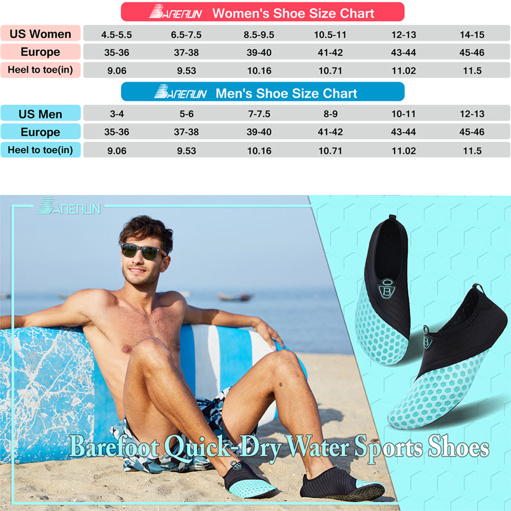 Barerun Women's and Men's Water Shoes Quick-Dry Aqua Socks photo 3
