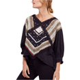 thumbnail image 2 of Free People Womens Prairie Days Knit Blusa, Negro, Grande Free People Tejer, 2 of 2