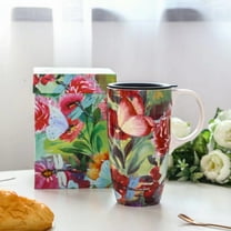 Ceramic Coffee Mug 17 oz. Coffee Cup with Color Boxs and Spill-proof Lid, Butterfly and Dragonfly