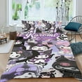 thumbnail image 2 of Kuromi-themed Bed Sheet Set Three Piece Set Comfortable And Skin Friendly Unique Design Home Decor Gifts For Family Friends fans54x79Inches（135cm*200cm）, 2 of 6