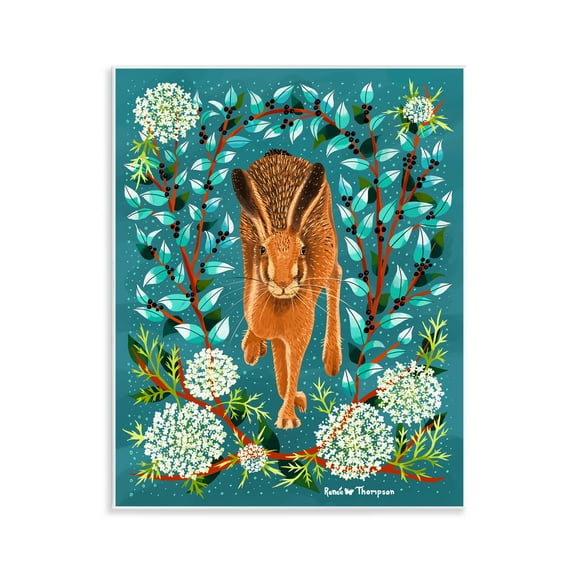 Stupell Industries Hare & Huckleberries Animals Painting Unframed Art Print Wall Art, 11 x 14