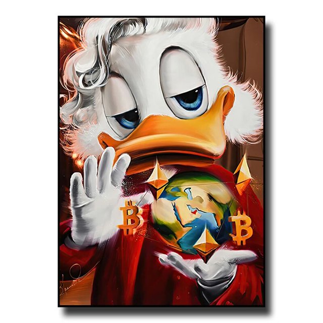 Pintura decorativa de lienzo de personaje clásico de Disney, cartel de Arte de estrella de película de dibujos animados del Pato Donald, decoración de pared moderna para el hogar, Mural
