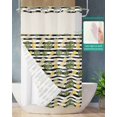 thumbnail image 2 of No Hook Shower Curtain with Snap in Liner, Black and White Striped Summer Pineapple Tropical Plant Hotel Shower Curtains for Bathroom, Washable Shower Curtain Liner Set with Mesh Top Window, 36"x72", 2 of 6