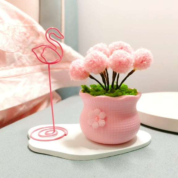 3 in 1 Creative Lovely Pink Flower Memo/Note Holder Plate for Desk Office Room Car Family Decoration Gifts for Kid