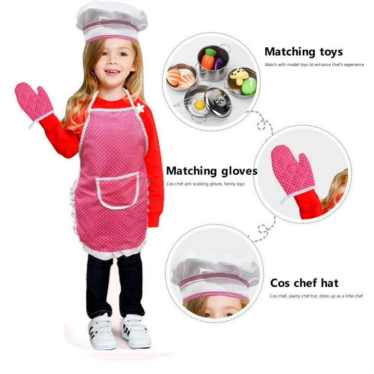 Vanmor Unicorn Kids Cooking and Baking Set, 11Pcs Kids Aprons for Girls,  Kids Chef Hat and Pink Apron, Mitt & Utensil for Toddler Dress Up Chef