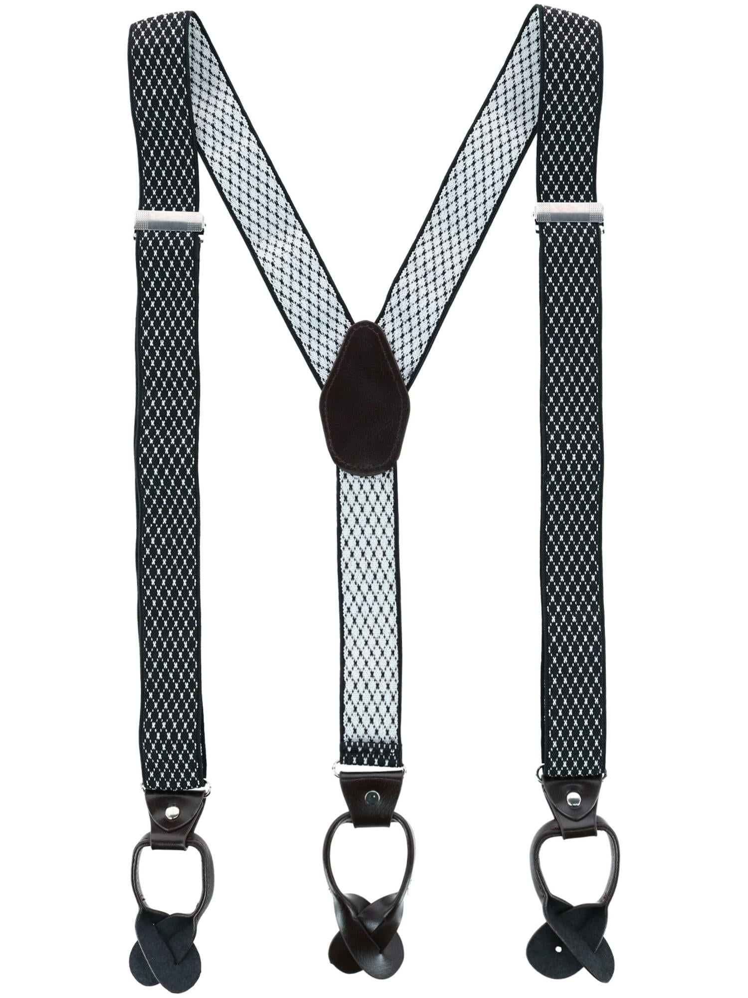 CTM 1.375 Inch Wide Dress YBack ButtonEnd Suspenders (Men)