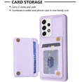 thumbnail image 4 of ELEHOLD for Samsung Galaxy A12 6.5" 2021 (US Version) Card Holder Back Case with Pockets, Premium PU Leather ID Cash Credit Slots Magnetic Kickstand Flip Folio Slim Hard Protective Cover, purple, 4 of 7
