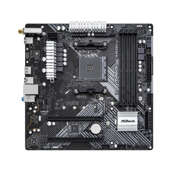 Asrock B450M-AC R2.0 Socket AM4 AMD B450-DDR4 Quad CrossFireX SATA3&USB3.2 M.2 WiFi & Bluetooth Micro ATX Motherboard