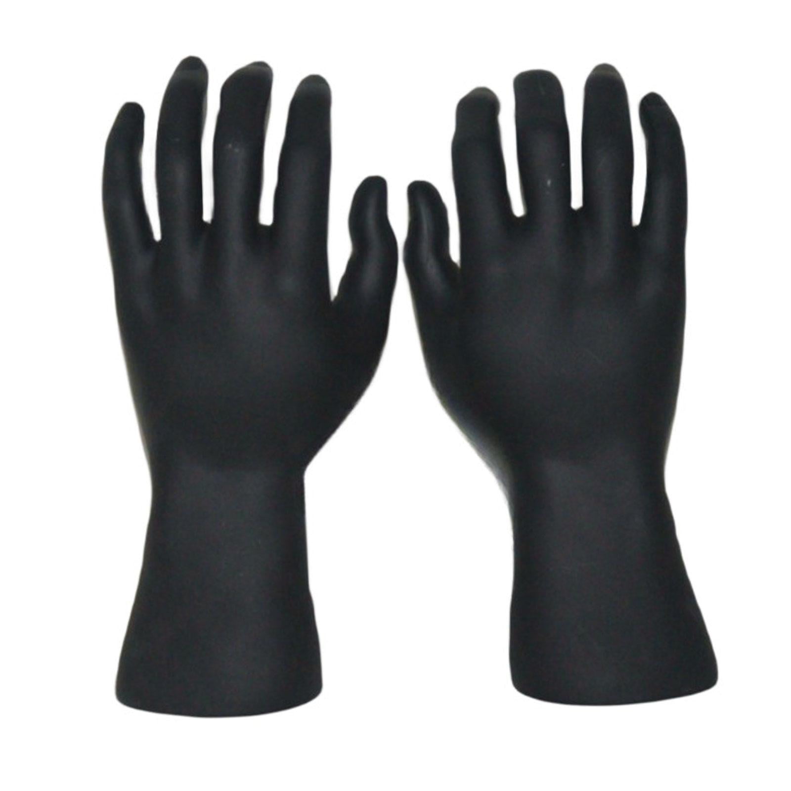 Dualoai Male Hand Models Decorative Easy to Clean Maintain PVC Human Hand Mannequins Black