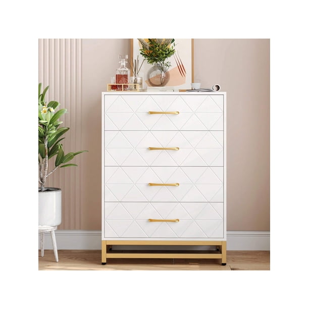 Dormitorio cómoda con 4 cajones y metal handles - sturdy frame moderno wood chest of cajones