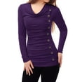 thumbnail image 5 of MODA NOVA Junior's Cowl Neck Long Sleeves Buttons Decor Ruched Top, 5 of 5