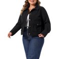 thumbnail image 4 of Agnes Orinda Women's Plus Size Short Jacket Lapel Button Down Long Sleeve Fall Casual Corduroy Jackets with Pockets 2X Black, 4 of 6