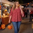 thumbnail image 2 of Agnes Orinda Women's Plus Size Halloween Outfits Chiffon Top V Neck 3/4 Sleeve Summer Casual Tunic Blouse 3X Red, 2 of 8