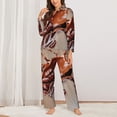 thumbnail image 2 of Honeii Coffee Beans Chocolate Splash Print Women's Pajama Sets Long Sleeve Button Down Sleepwear Nightwear Soft Pjs Lounge Sets 2PCS-XX-Large, 2 of 7