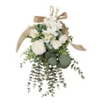 thumbnail image 4 of Guirnalda floral con forma de lágrima y flores con luz decorativa para puerta de entrada Blanco, 4 of 9