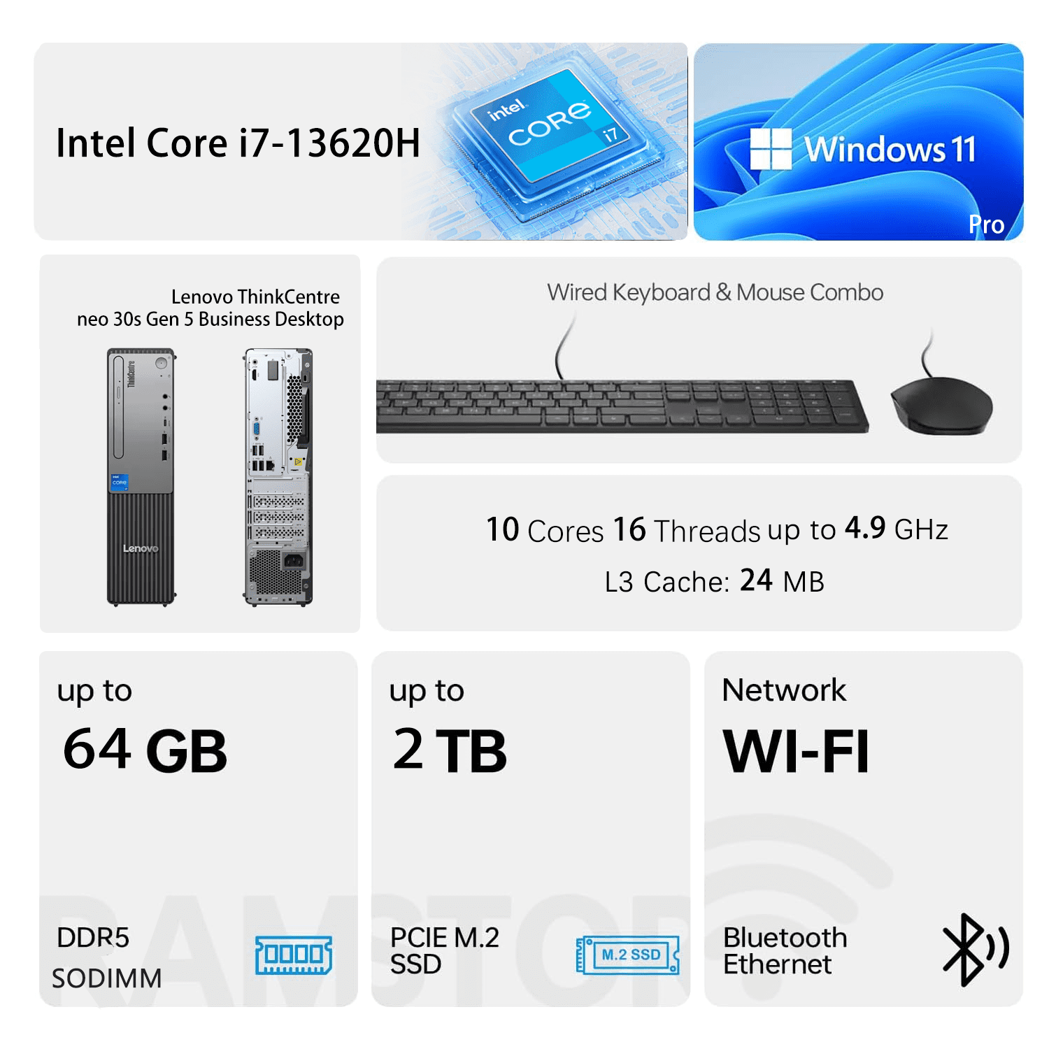 Lenovo, ThinkCentre neo 30s Business Desktop, Intel Core i7-13620H