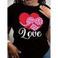 thumbnail image 2 of Camiseta informal de cuello redondo para San Valentín para mujer, con estampado de corazones, tejido de punto de algodón con estampado animal, elasticidad media, ideal para todas las estaciones, para, 2 of 6