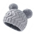 thumbnail image 6 of EnJoCho Baby Knitted Wool Hat Baby Autumn Winter Children Double Ball Pullover Hat Solid Color Warm Wool Hat For Children Toddler Kids Casual Fashion Headwear, 6 of 7